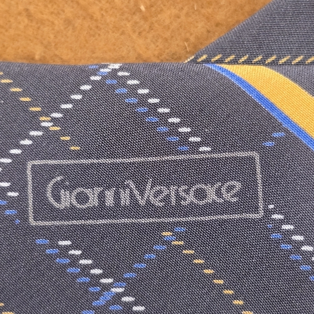 Gianni Versace vintage Men's Silk Tie Abstract Plaid - Picture 6 of 6